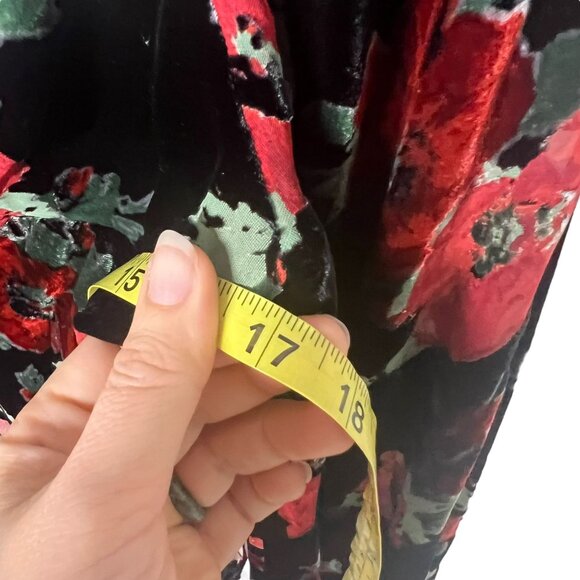 NWT Rixo Bridgette Black Red Sweetheart Neckline Velvet Floral Print Long Sleeve - Picture 11 of 12